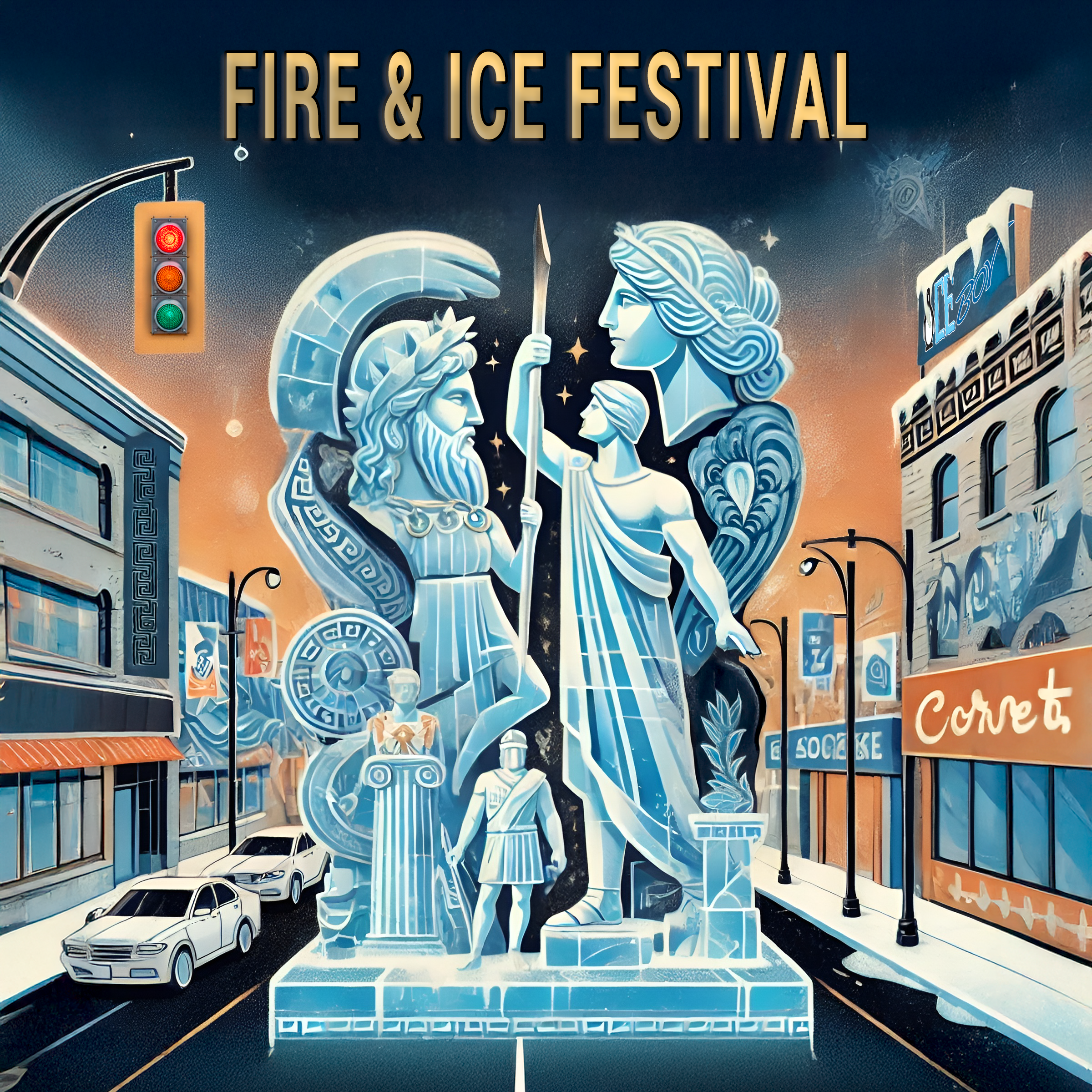 Greek Gods Ice Sculptures at Fire & Ice